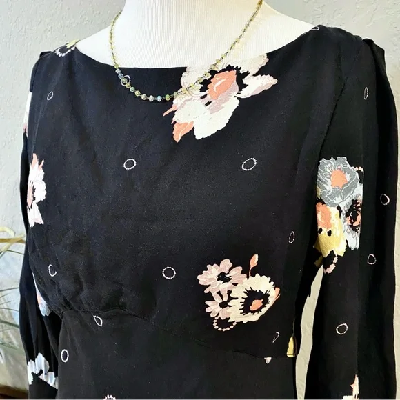 EUC Free People SunShadows Black Floral Dress, 4 - Picture 9 of 15